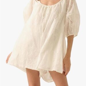 White Crochet Loose Fit Romper